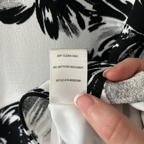 Rebecca Taylor Splashy Floral Ruffle Hem Dress Size‎ 8 Black White Sleeveless - Picture 10 of 12